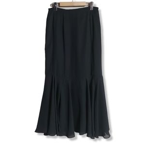 𝅺VINTAGE Elegant Black Layered Ruffle Maxi Skirt